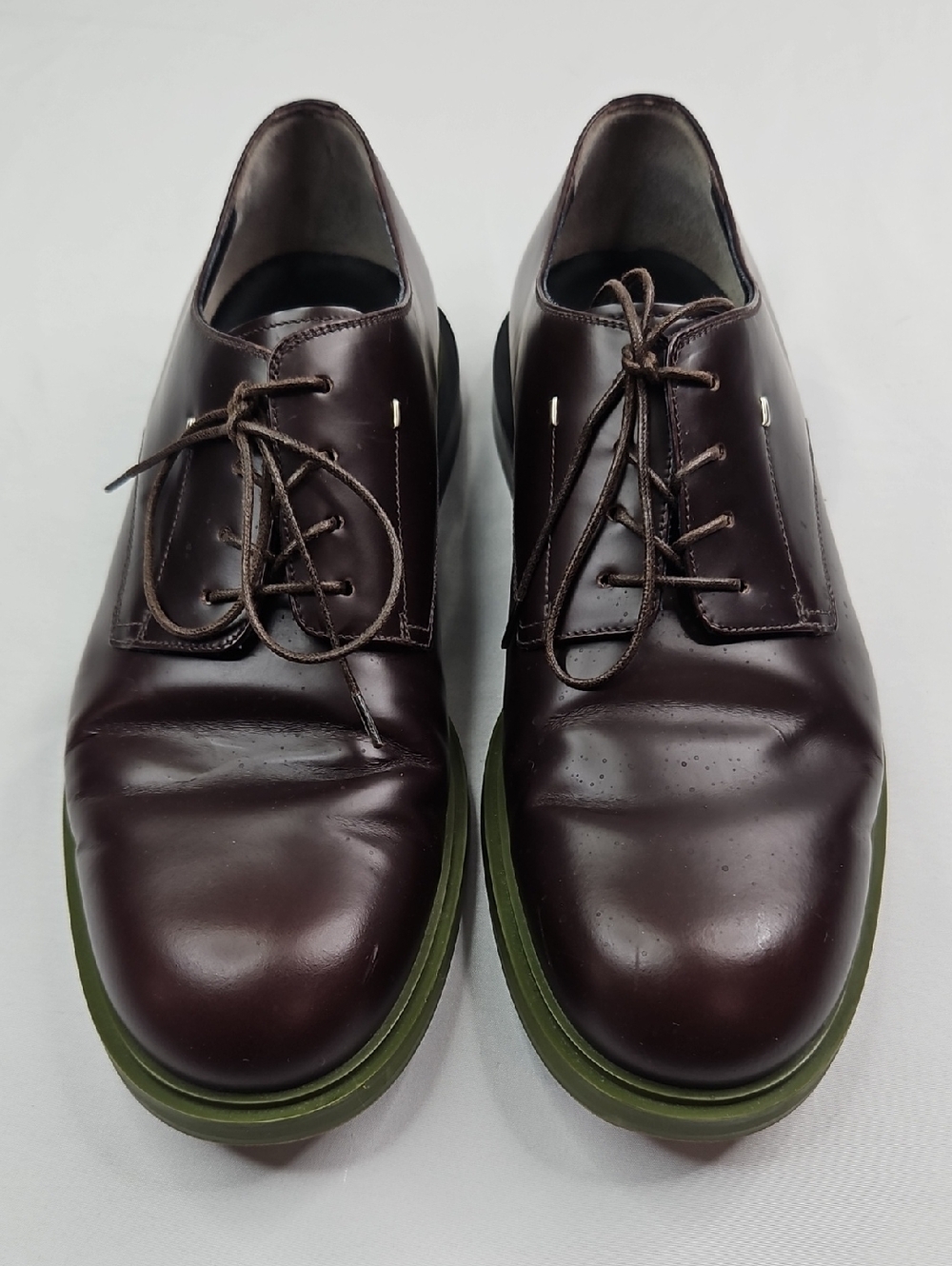 Fendi Men’s Brown Leather Derby Shoes Green Sole Size 7 Made In  Italy